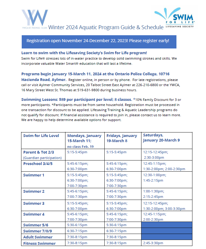 Aquatics Program Guide_Winter 2024