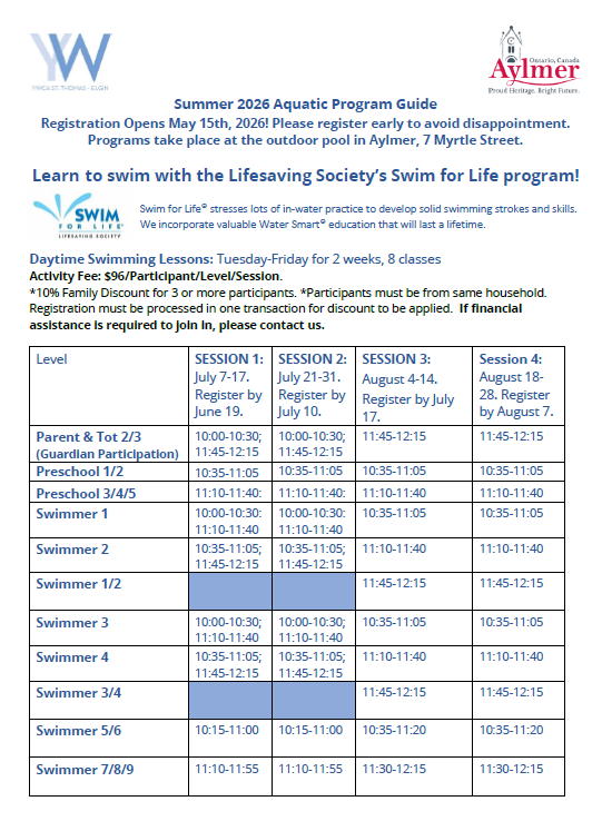 Summer 2026 Aquatics Guide Aquatics Guide+Schedule_Summer2026